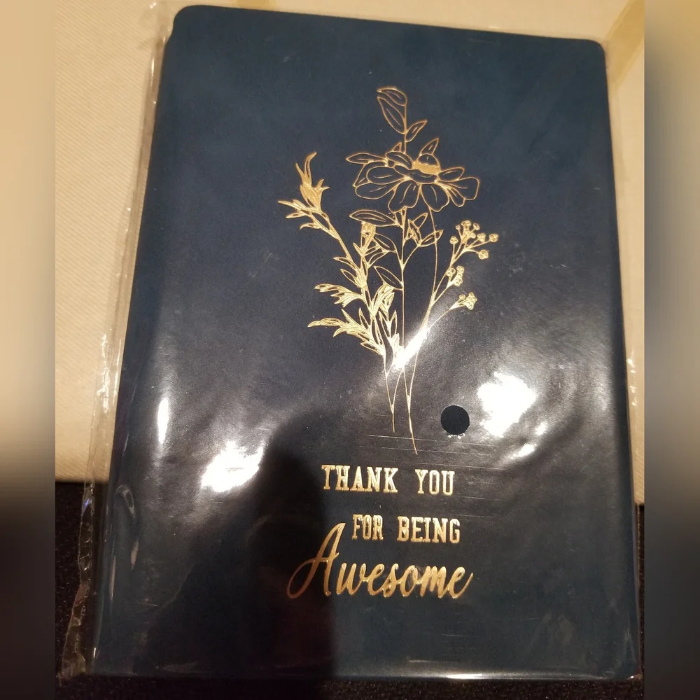 'Thank You For Being Awesome' Blue and Gold Floral Notebook